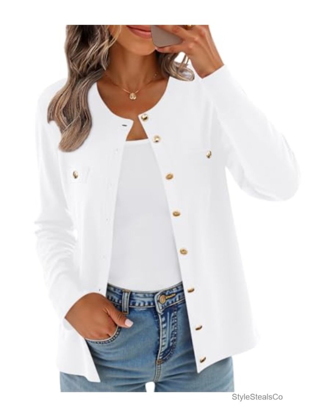 Women's Knit Cardigan Open Front Button Down Long Sleeve Lightweight Sweater
